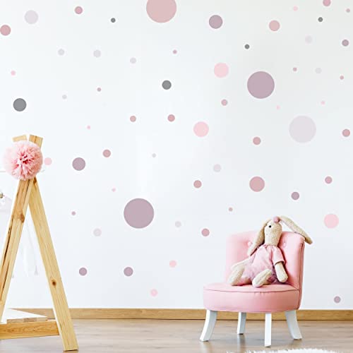 WANDKIND Kreis Set 60 Stück Wandtattoo für Babyzimmer V336 Aufkleber Sticker Kreise Wandaufkleber Kinderzimmer Deko Punkte Dots Klebepunkte in verschiedenen Farben (Altrosa) von WANDKIND