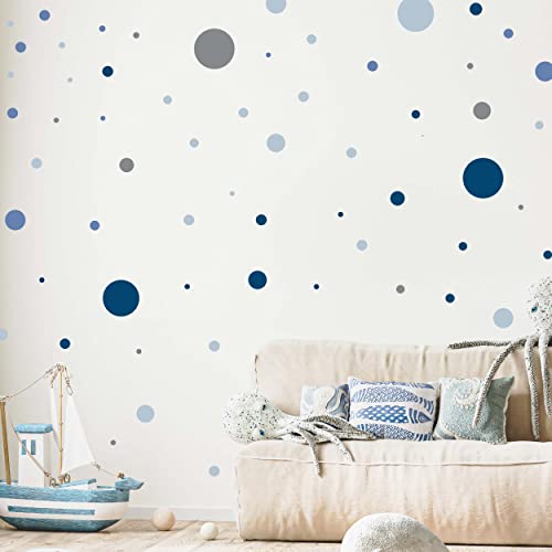 WANDKIND Kreis Set 60 Stück Wandtattoo für Babyzimmer V336 Aufkleber Sticker Kreise Wandaufkleber Kinderzimmer Deko Punkte Dots Klebepunkte in verschiedenen Farben (Blau) von WANDKIND