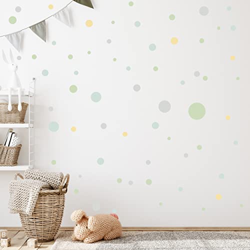 WANDKIND Kreise Set 120 Stück Wandtattoo für Babyzimmer V283 Aufkleber Sticker Kreis Wandaufkleber Kinderzimmer Punkte Dots Klebepunkte in verschiedenen Farben (Pastellgrün) von WANDKIND