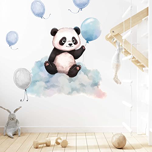 WANDKIND Panda auf einer Wolke V420 Wandtattoo Kinderzimmer | handgezeichnet | AUFKLEBER Kindergarten | Wandsticker Babyzimmer Panda (120 x 120 cm) von WANDKIND