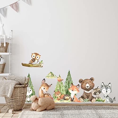 WANDKIND Waldtiere Wandtattoo Kinderzimmer V410 | handgezeichnet | AUFKLEBER Kindergarten | Babyzimmer Wandsticker Wanddeko Dekoration Abenteuer in der Natur (40 x 40 cm) von WANDKIND