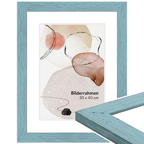 WANDStyle Bilderrahmen Blau 13x18 cm aus Holz im Landhaus-Stil mit Aufsteller und Aufhänger, Fotorahmen Made in Germany - H750 von WANDStyle