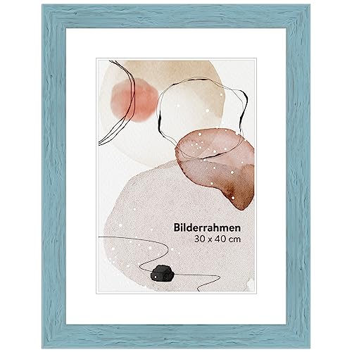 WANDStyle Bilderrahmen Blau 24x30 cm aus Holz im Landhaus-Stil zum Aufhängen, Fotorahmen Made in Germany - H750 von WANDStyle