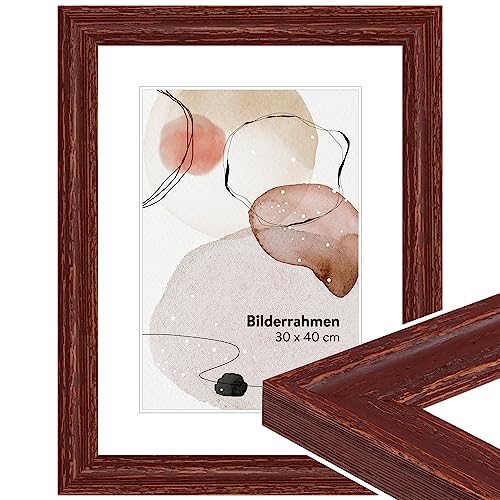 WANDStyle Bilderrahmen Braun 24x30 cm aus Holz im Vintage-Stil zum Aufhängen, Fotorahmen Made in Germany - H740 von WANDStyle