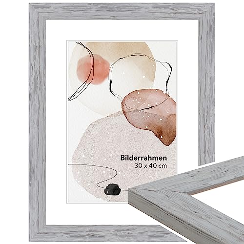 WANDStyle Bilderrahmen Grau 10x15 cm aus Holz im Landhaus-Stil mit Aufsteller und Aufhänger, Fotorahmen Made in Germany - H750 von WANDStyle