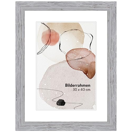 WANDStyle Bilderrahmen Grau 15x20 cm aus Holz im Landhaus-Stil mit Aufsteller und Aufhänger, Fotorahmen Made in Germany - H750 von WANDStyle