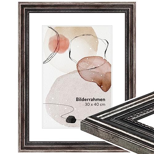 WANDStyle Bilderrahmen Metall-Optik 10x15 cm aus Holz im Barock-Stil mit Aufsteller und Aufhänger, Fotorahmen Made in Germany - H450 von WANDStyle