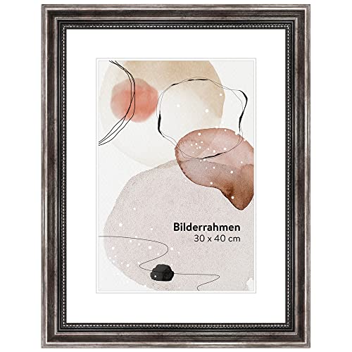 WANDStyle Bilderrahmen Metall-Optik 20x28 cm aus Holz im Antik-Stil zum Aufhängen, Fotorahmen Made in Germany - H450 von WANDStyle