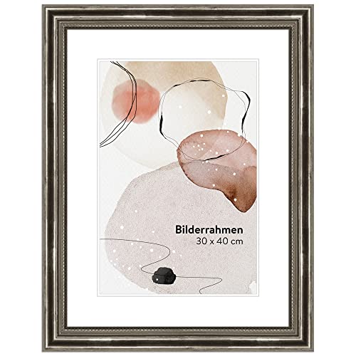 WANDStyle Bilderrahmen Silber 13x18 cm aus Holz im Barock-Stil mit Aufsteller und Aufhänger, Fotorahmen Made in Germany - H450 von WANDStyle