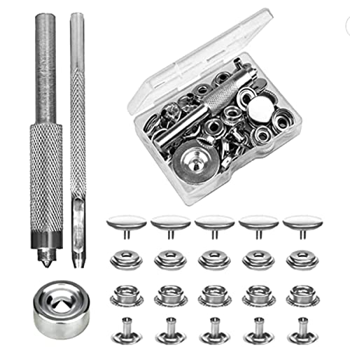 43 Stück Druckknöpfe 15 mm Druckknöpfe Druckknöpfe Set mit Installationswerkzeugen für Kleidung Kein Nähen Druckknöpfe für Lederjacken, Jeans, Handtaschen von WANGCL