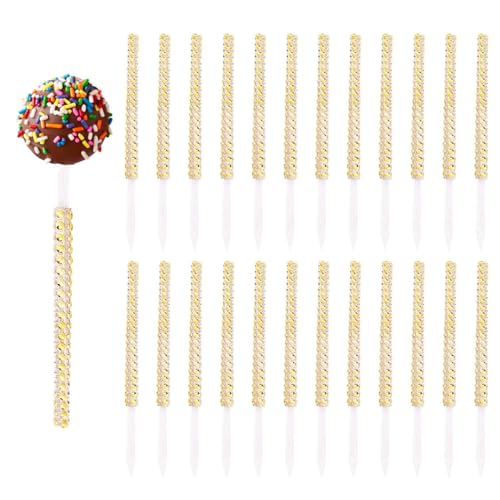 WANGCL 24 Stück Strass Sticks Bling Apple Candy Cake Sticks 15,2 cm für Kuchen Schokolade Karamell Apfel Zubehör (Gold) von WANGCL