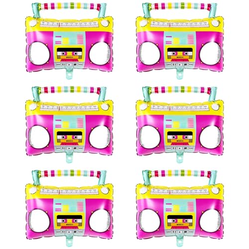 WANGCL 6 Stück 55,9 cm aufblasbare Boombox für 80er 90er Jahre Party Dekor Kette Link Ballons für Hip Hop Geburtstage Hochzeiten Party Supplies von WANGCL