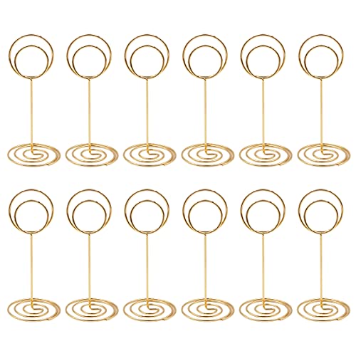 WANGCL Mini-Tischkartenhalter, Tischnummernhalter, Hochzeitstisch, Namenskartenhalter, Clips, Bild, Memo, Notizen, Fotoständer (Gold), 12 Stück von WANGCL