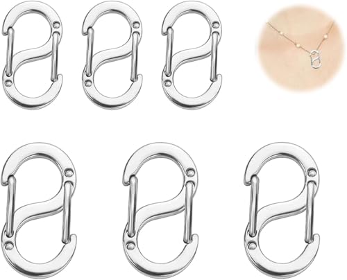 6 Stück Kettenverschluss Doppelöffnungs Silber, Edelstahl Verkürzer Verschlüsse, S-Lock Armband Verbindungs Halsketten Clip, Schmuckherstellung für Armbänder und Necklace Clasps(12 mm,16 mm) von WANGENPING