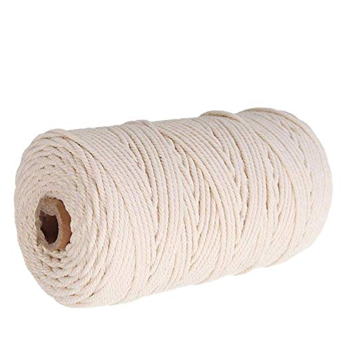 Makramee Garn 4mm x 110m,Baumwolle Garn Naturliches Baumwollgarn Baumwollkordel Makramee Garn,Kordel DIY Handwerk für Makramee Wandbehang von WANGHUI