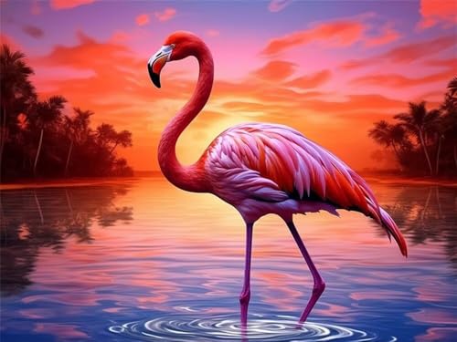 Diamond Painting Erwachsene, 5D Diamond Painting Flamingo Diamant Painting Bilder See für Erwachsene und Anfänger, DIY Full Drill Diamant Kunst Malerei Stickerei Set für Home Wand Décor 70x50cm -YZ61 von WANGLLPGY