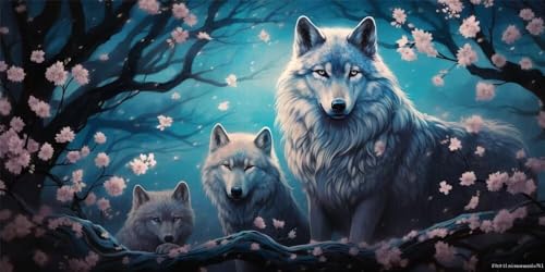 Diamond Painting Erwachsene, 5D Diamond Painting Tiere Wolf Diamant Painting Bilder, DIY Dimond Painting Set Diamond Painting Zubehör, Diamant Malerei Kits für Home Wand Décor 120x60cm -YZ170 von WANGLLPGY