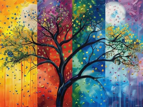 Diamond Painting Erwachsene Groß 100x70cm, 5D Diamond Painting Kunst Baum, DIY Diamant Painting Bilder Buntes, Diamond Painting Set mit Zubehör Full Drill Dimond Painting für Geschenk Home Wand Décor von WANGLLPGY