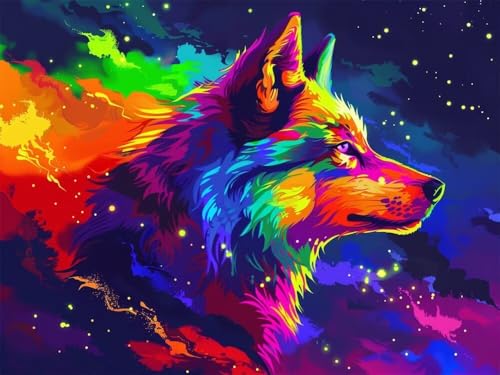 Diamond Painting Erwachsene Groß 40x30cm, 5D Diamond Painting Tiere, DIY Diamant Painting Bilder Wolf, Diamond Painting Set mit Zubehör Full Drill Dimond Painting für Geschenk Home Wand Décor von WANGLLPGY