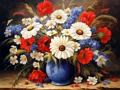 Diamond Painting Erwachsene Groß 40x30cm, 5D Diamond Painting Vase, DIY Diamant Painting Bilder Blumen, Diamond Painting Set mit Zubehör Full Drill Dimond Painting für Geschenk Home Wand Décor von WANGLLPGY