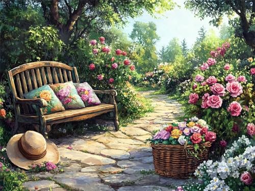 Diamond Painting Garten 5D Diamond Painting Erwachsene Groß xxl 120x80cm, DIY Diamant Painting Bilder Blumen Bastelset Erwachsene, Dimond Painting Set für Home Wand Dekoration Geschenk -YZ264 von WANGLLPGY