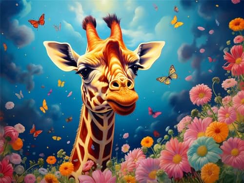 Diamond Painting Giraffe 5D Diamond Painting Erwachsene Groß 70x50cm, DIY Diamant Painting Bilder Blumen Bastelset Erwachsene, Dimond Painting Set Crystal Art für Home Wand Dekoration Geschenk -YZ256 von WANGLLPGY