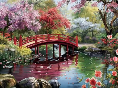 Diamond Painting Park Brücke Diamond Painting Erwachsene, 5D Landschaft Diamant Painting Bilder Kinder, DIY Daiments Painting Erwachsene, Diamond-Painting Set für Home Wand Dekoration 100x70cm von WANGLLPGY