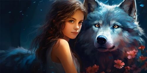 Diamond Painting Prinzessin Wolf, 5D Diamond Painting Groß xxl 100x50cm, DIY Diamond Painting Set für Erwachsene, Diamant Painting Bilder Kinder Diamond-Painting für Wohnzimmer Dekoration -YZ171 von WANGLLPGY