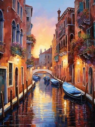 Diamond Painting Venedig Diamond Painting Erwachsene, 5D Naturkulisse Diamant Painting Bilder Kinder, DIY Daiments Painting Erwachsene und Anfänger, Diamond-Painting Set für Home Wall Decor 20x30cm von WANGLLPGY