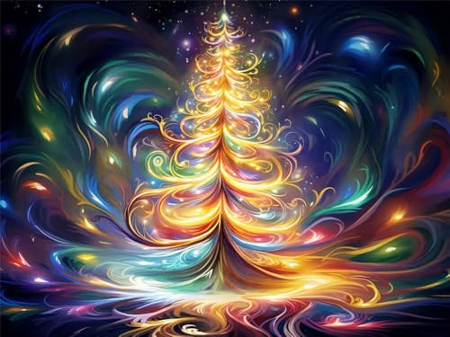 Diamond Painting Weihnachtsbaum 5D Diamond Painting Erwachsene Groß 70x50cm, DIY Diamant Painting Bilder Buntes Bastelset Erwachsene, Dimond Painting Set für Home Wand Dekoration Geschenk -YZ244 von WANGLLPGY