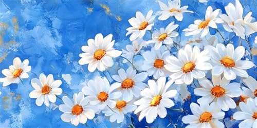 Diamond Painting Weiße Blumen Gänseblümchen, 5D Diamond Painting Groß xxl 100x40cm,DIY Diamond Painting Erwachsene Diamant Painting Bilder Kinder Diamond-Painting für Wohnzimmer Dekoration -YZ197 von WANGLLPGY