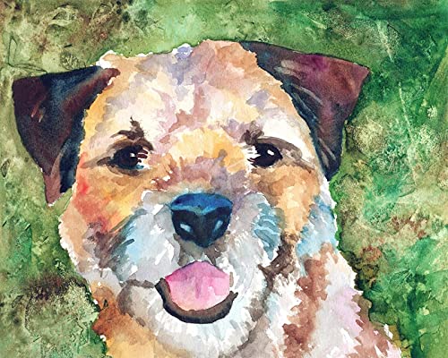 WANGMAOMAO DIY Ölgemälde Malen nach Zahlen Erwachsene Kinder DIY Malerei Malen Border Terrier Tierhund 40 x50 cm Malen Spielzeug handgemalte Geschenke Hauptdekoration -mit Rahmen von WANGMAOMAO