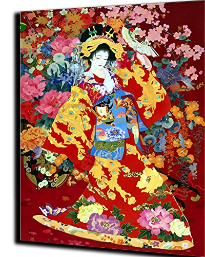 WANGMAOMAO Malen nach Zahlen Kits mit Pinseln und Acrylpigment DIY Leinwandmalerei für Erwachsene Anfänger 16x20 Zoll Traditionelle japanische Geisha -ohne Rahmen von WANGMAOMAO