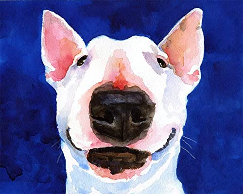 WANGMAOMAO Malen nach Zahlen für Erwachsene Kinder Bullterrier-Tierhund 16x20 Zoll Leinen Segeltuch DIY ölgemälde ölfarben Spielzeug malen Handgemalte Geschenke Wand kunst -ohne Rahmen von WANGMAOMAO