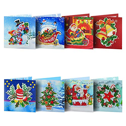 WANGQI 8pcs Christmas Card postcard DIY Greeting Card Special-shaped Diamond Painting Christmas Postcards Christmas Diamond Painting Set Handmade Greeting Cards Embroidery von WANGQI