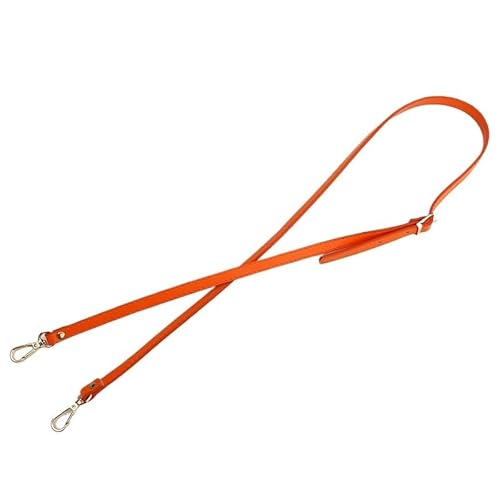 Taschenkette 128 cm langer Taschengurt aus PU-Leder, verstellbarer Umhängegurt, Taschengürtel, Ersatzgürtel, Schultergurt, 1,2 cm breite Taschengriffe Kette FüR Tasche(Orange,Silver buckle) von WANGSHAOWEI