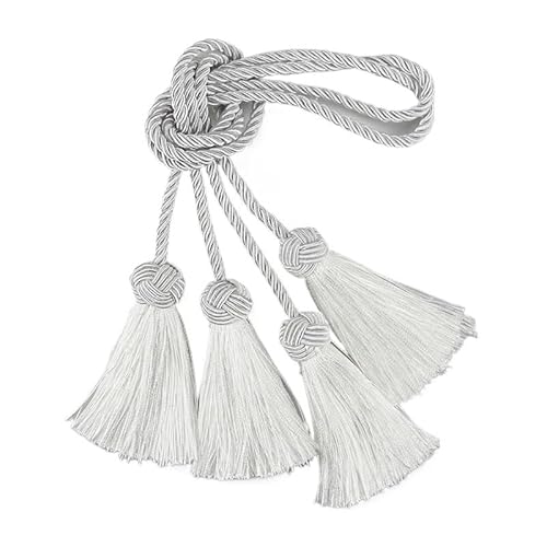 WANGSHAOWEI Vorhang Raffhalter 1 Paar Quaste Vorhang Raffhalter Zimmer Zubehör Vorhang Schnalle Halter Seil Handgemachte Webart Quaste Fringe Verband Hause Dekoration Gardinenhalter(White) von WANGSHAOWEI