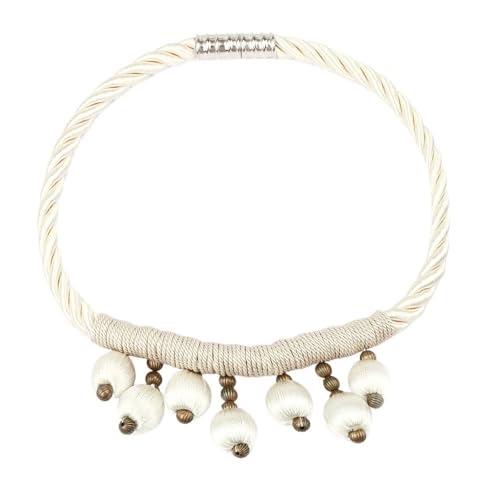 WANGSHAOWEI Vorhang Raffhalter 1Pcs Magnetische Vorhang Tieback Gold Weben Seil Schnalle Vorhang Halter Clip Perle Spike Dekoration Gardinenhalter(Beige) von WANGSHAOWEI