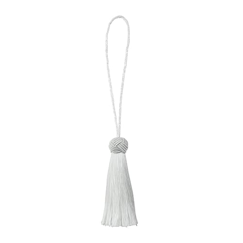 WANGSHAOWEI Vorhang Raffhalter 2 Stücke Quaste Trim Vorhänge Dekor Zubehör Quasten Band Flauschigen Kleine Quaste Fringe Vorhang Tieback Anhänger DIY Schnur Party Gardinenhalter(White) von WANGSHAOWEI