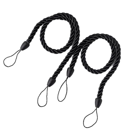 WANGSHAOWEI Vorhang Raffhalter 2Pcs Vorhang Seile Vorhang Holdbacks Vorhänge Clips Gebunden Strap Halter Home Zubehör Dekorative Gardinenhalter(Noir) von WANGSHAOWEI