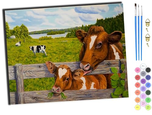 WANGXIAO DIY Ölgemälde Malen nach Zahlen Erwachsene Kinder,40x50cm Handgemalte Geschenke Zahlenmalerei ab 5 Öl Wandkunst Haus Dekoration malen,kuh tier wiese,mit Rahmen WANGXIAO DIY Ölgemälde Malen nach Zahlen Erwachsene Kinder,40x50cm Handgemalte Geschenke Zahlenmalerei ab 5 Öl Wandkunst Haus Dekoration malen,kuh tier wiese,mit Rahmen von WANGXIAO