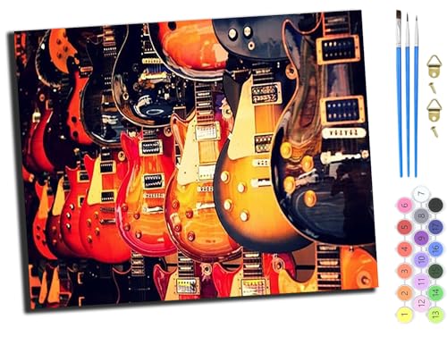 WANGXIAO Malen nach Zahlen Erwachsene,DIY Bastelset Handgemalt Ölgemälde Geschen Kit Mit 3,Pinseln und Acrylfarbe knitterfreie leinwand Kit,40x50 cm,Coole Gitarre,mit Rahmen WANGXIAO Malen nach Zahlen Erwachsene,DIY Bastelset Handgemalt Ölgemälde Geschen Kit Mit 3,Pinseln und Acrylfarbe knitterfreie leinwand Kit,40x50 cm,Coole Gitarre,mit Rahmen von WANGXIAO