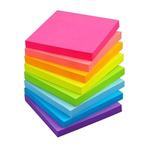 8 Packung Farbige Haftnotizen, Klebezettel zum Beschriften, Leicht zu Beschreiben, Haftnotizzettel Bunte Quadratische Sticky Notes für Büro Zuhause Schule Sitzung, 76 x 76 mm，656 Blätter von WANGZAIZAI