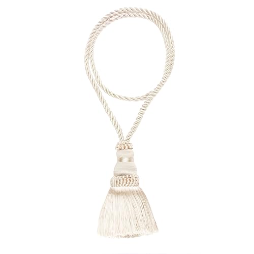 WANGZEYU Vorhang Raffhalter 1 Pcs Vorhang Raffhalter Quaste Fringe Hängen Gürtel Ball Pinsel Vorhänge Zubehör Raffhalter Zurrgurt Binden Gürtel Dekoration Gardinenhalter(Beige) von WANGZEYU