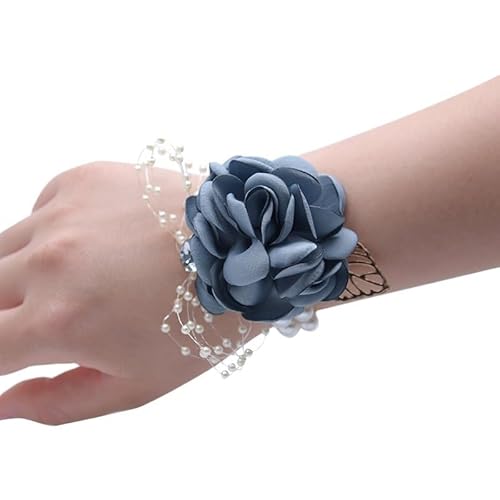 WANGZEYU Blumenarmband 1PC Mädchen Brautjungfer Handgelenk Blume Hochzeit Prom Party Corsage Armband Stoff Hand Blume Versorgung Boutonniere(02) von WANGZEYU