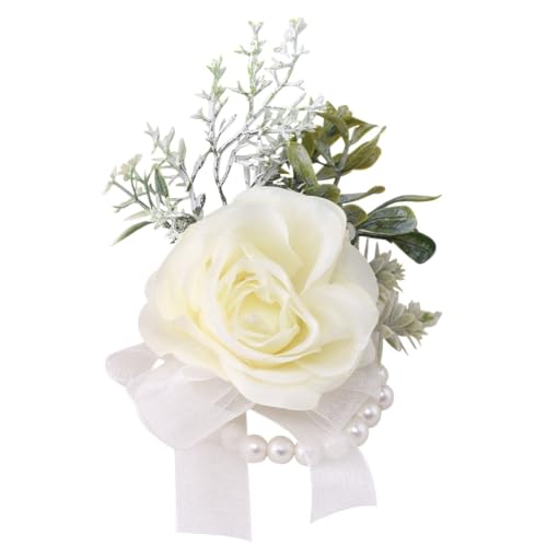 WANGZEYU Blumenarmband Hochzeit Braut Brautjungfer Handgelenk Blume Corsage Set Von Simulation Hand Blume Matrimonio Accessori Boutonniere(Wrist Flower) von WANGZEYU