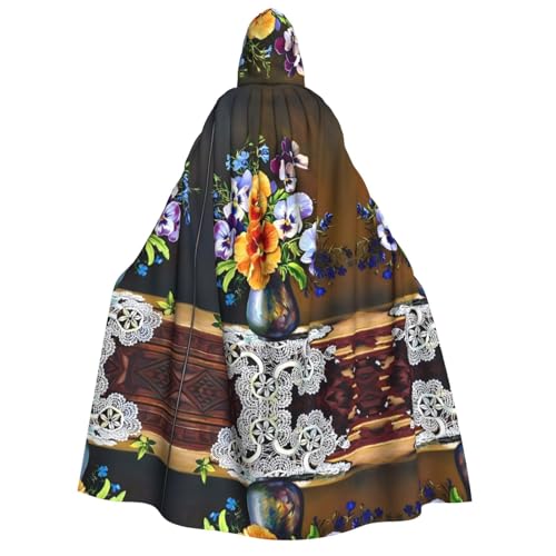 WANLON Flower Diamond Painting Hooded Cloak - Adult Costume for Men and Women - Perfect for Cosplay, Christmas Halloween, Easter, Carnival von WANLON