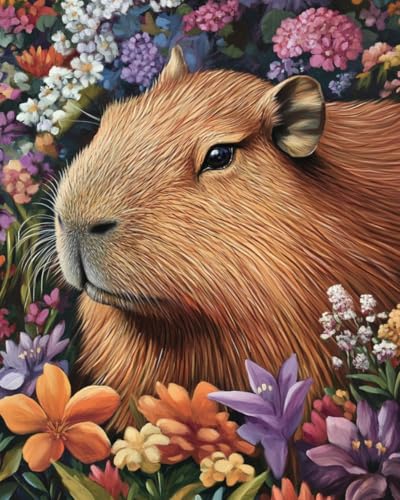 WANMIU Malen nach Zahlen Erwachsene Capybara in den Blumen-2 Paint by Numbers Adult DIY Handgemalt Ölgemälde Mit 3 - Pinseln und Acrylfarbe knitterfreie leinwand Kit - 40 X 50 CM WANMIU Malen nach Zahlen Erwachsene Capybara in den Blumen-2 Paint by Numbers Adult DIY Handgemalt Ölgemälde Mit 3 - Pinseln und Acrylfarbe knitterfreie leinwand Kit - 40 X 50 CM von WANMIU