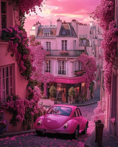 WANMIU Malen nach Zahlen Rosa Auto auf der Straße Kits für Anfänger Erwachsene DIY Art Decor Handgemalte Malerei nach Zahlen Kreatives Geschenk Home Decoration 16x20 Zoll WANMIU Malen nach Zahlen Rosa Auto auf der Straße Kits für Anfänger Erwachsene DIY Art Decor Handgemalte Malerei nach Zahlen Kreatives Geschenk Home Decoration 16x20 Zoll von WANMIU