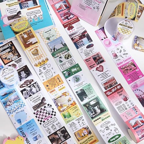 WANSHI 6 pcs Decorative Adhesive Tapes Cartoon Frame PET Tape Great for Bullet Journal Supplies, Arts, Scrapbook, DIY Crafts, Planners (H) von WANSHI